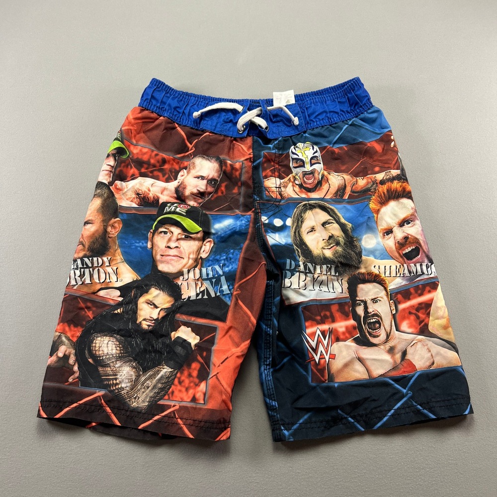 Wwe Swim Trunks Boys L (10/12) Multicolor All Over Legendary Wrestlers Graphic